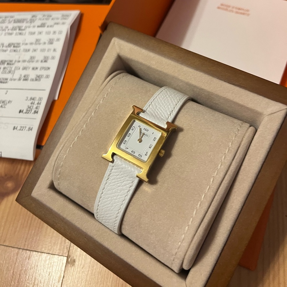 Hermès H watch Nata/gold NWT